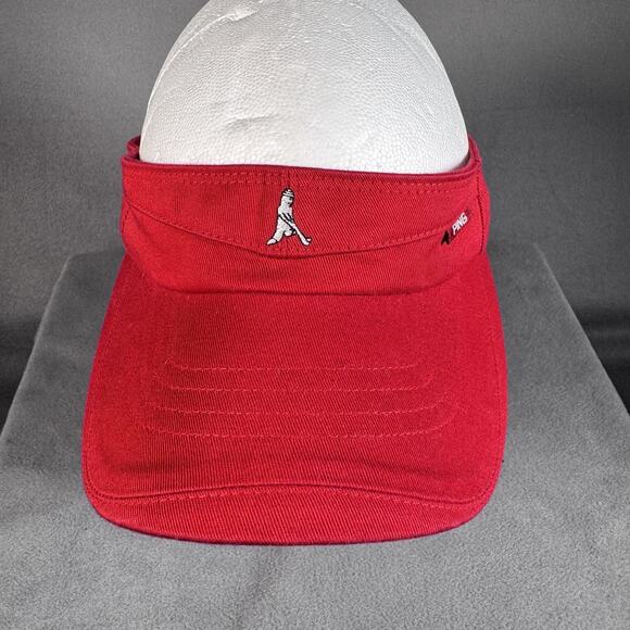 PING Hat Visor Strap Back Mens One Size Red Golf Sun Embroidered Pingman - Picture 2 of 11